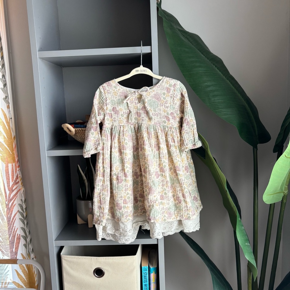 wild wawa lace & floral cotton dress